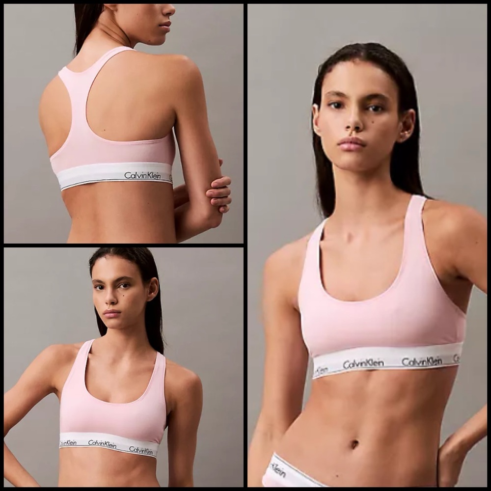 Calvin Klein Icon Cotton Modal Unlined Bralette Racerback in buff pink NWT